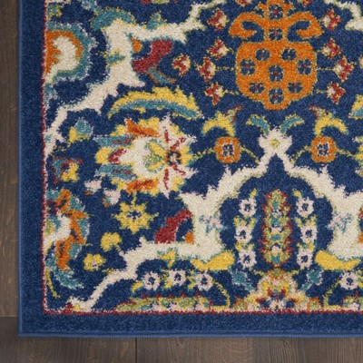 Navy Multicolor Floral Boho 8' x 10' Synthetic Area Rug