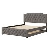 Linen Upholstered Bed with 2 Drawers & Dual USB Ports - Stylish & Functional - 2 of 4