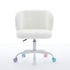 CAVINAS Faux Rabbit Fur Office Chair with Metal Base,Adjustable Desk Chair with Colorful Wheels,Swivel Vanity Chair for Home Office - 2 of 4