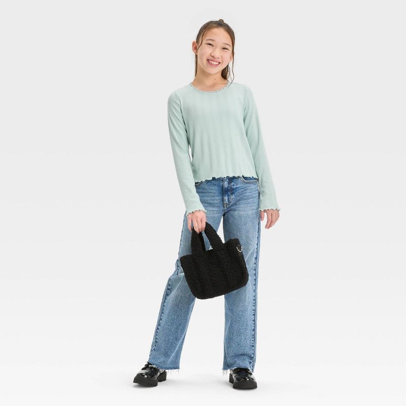 Girls' Long Sleeve Lace Trim T-Shirt - art class™, 4 of 7