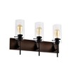 VYNXARIA Matte Black + Wood Wall Lights, 3-Light Vanity Fixture with Glass Shades for Bathroom and Bedroom - 2 of 4