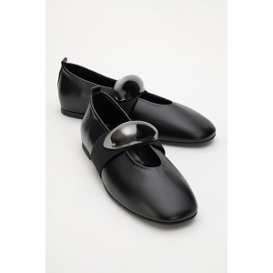 Zoey - Black Leather Ballet Flats (Women) Black 6 Forever & Always Shoes - 1 of 4