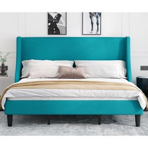 Allewie Bed Frame, Platform Bed Frame with Upholstered Headboard, Modern Deluxe Wingback, Wood Slat Support, Mattress Foundation - 1 of 4
