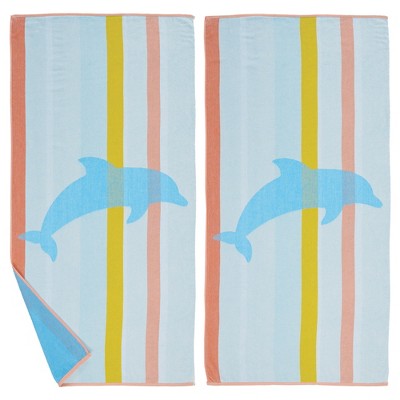 Cotton Vibrant Color Printed 2-Pack Beach Towel - Great Bay Home (2 Pack-  30