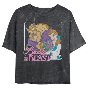 Juniors Womens Beauty and the Beast Distressed Bouquet Frame T-Shirt - 1 of 4