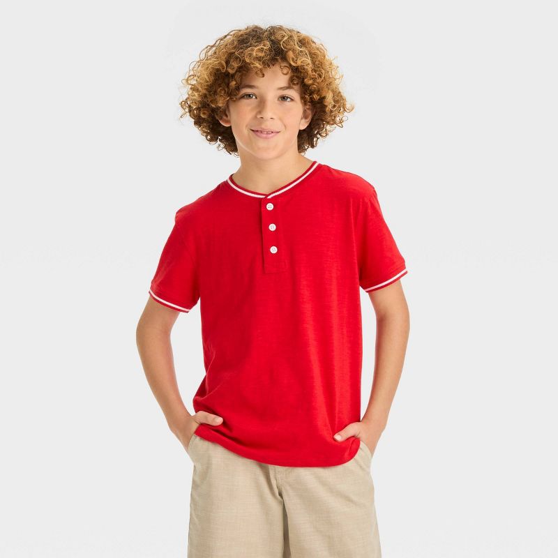 Boys' Short Sleeve Henley Shirt - Cat & Jack™, 1 of 5