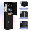 68-Inch Tall Bathroom Storage Cabinet with 2 Doors, Adjustable Shelves, Side Hooks & Anti-Tip Kit, Freestanding Organizer, Black - 4 of 4