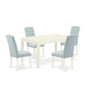 HomeStock 5-Pc Linen White Finish Solid Wood Top - Rectangular Dining Room Set - Seats 4 - 1 of 4