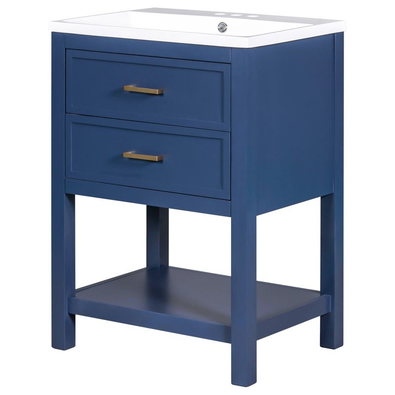 24" Bathroom Vanity with Top Sink and 2 Drawers, Blue - ModernLuxe, 5 of 13
