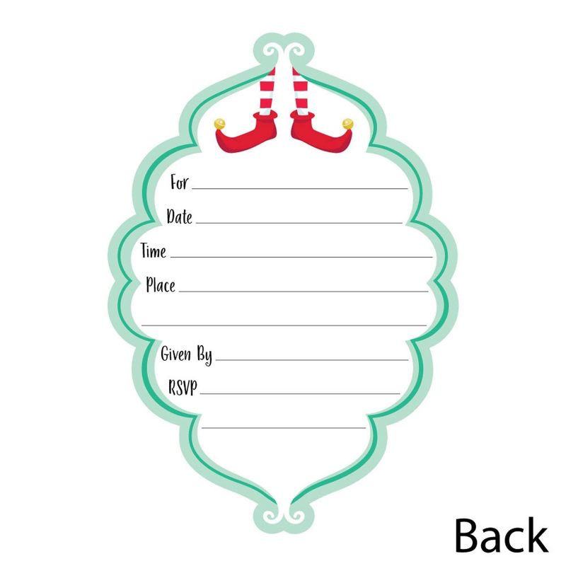 Big Dot of Happiness Elf Squad - Shaped Fill-in Invitations - Kids Elf Christmas and Birthday Party Invitation Cards with Envelopes - Set of 12, 3 of 7