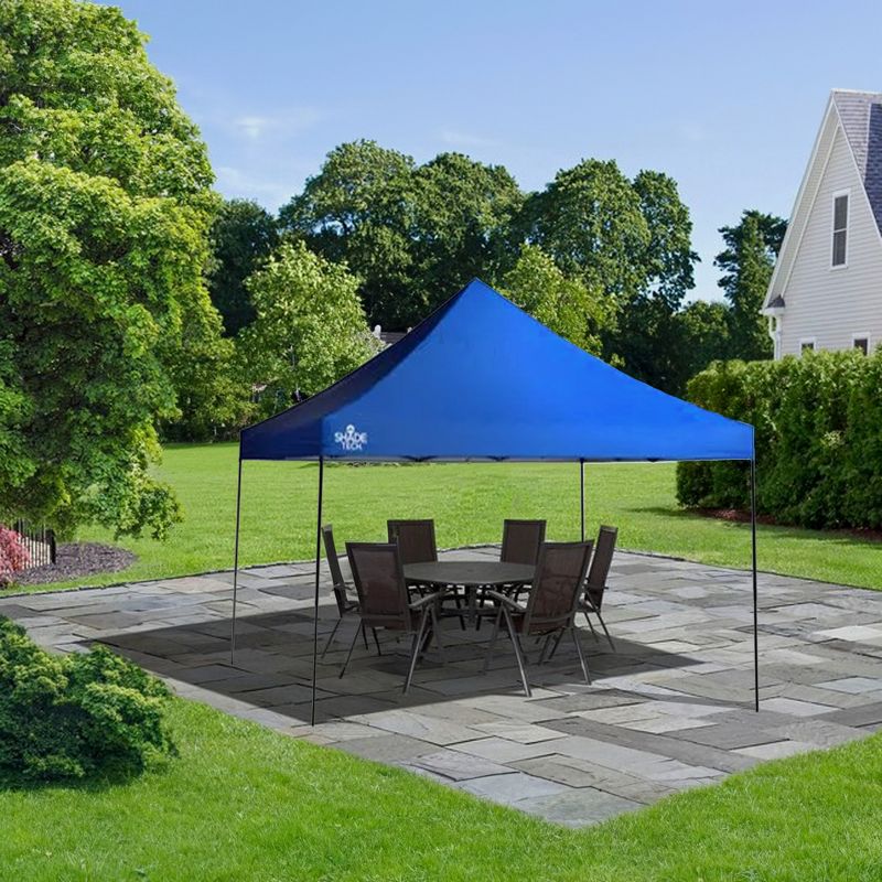 Quik Shade 10 by 10 Foot Shade Tech Foldable and Portable Single Push Instant Canopy with Central Hub for Outdoor Recreational Activities, Blue, 4 of 7