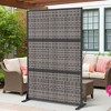 Wooakway 72"H Black Woven Metal Room Divider Privacy Screen with Trellis for Garden Patio - 2 of 4