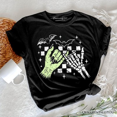Monster Skeleton Pinky Promise T-Shirt, Funny Spooky Halloween Tee Black 3XL