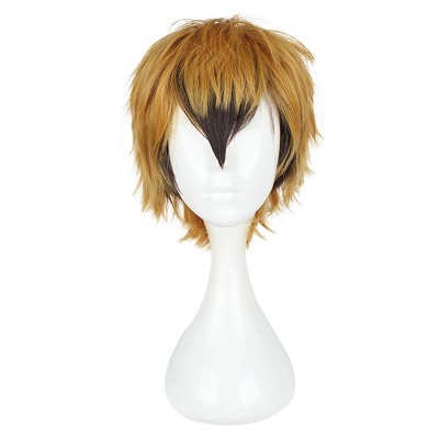 Unique Bargains Women's Wigs 12" Blonde Black with Wig Cap