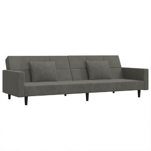 vidaXL Elegant 2-Seater Sleeper Sofa Bed with Pillows - Convertible Velvet Loveseat - Dark Gray - Ideal for Home, Office, Small Spaces - 1 of 4