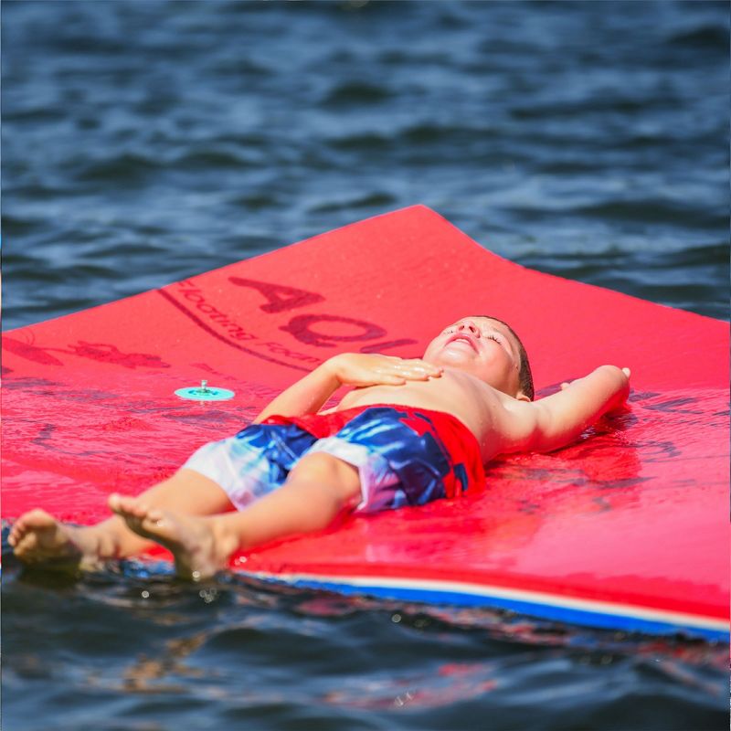 Aqua Lily Pad USA16 All American 16 Foot Water Playground Floating Foam Island Mat with Storage Straps and Pad Protectors, Red, White and Blue, 3 of 7