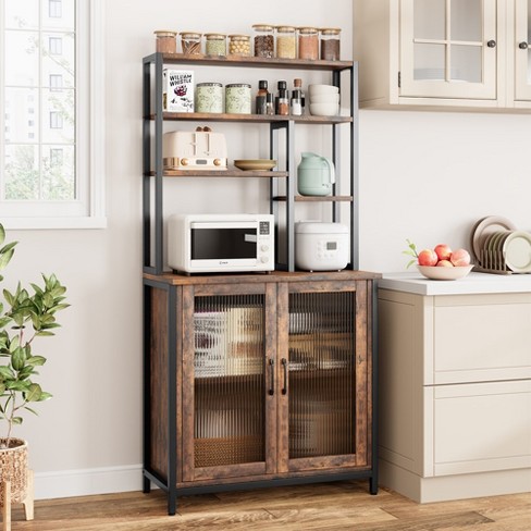 Bakers rack with drawers and doors sale