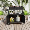 Costway Grill Cart with Storage 33" Outdoor Kitchen Island with Folding Stainless Steel Top - 4 of 4