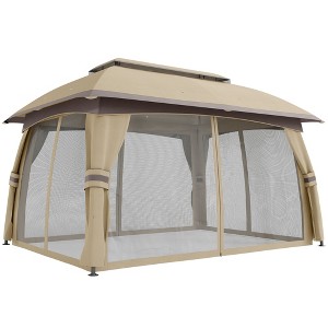 10' x 13' Patio Gazebo, Outdoor Gazebo Canopy Shelter with Netting, Vented Roof for Garden - 1 of 4