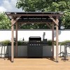 FUFU&GAGA Backyard Grill Gazebo with Cedar Wood Frame and Steel Roof, Outdoor BBQ Station with Bars - 2 of 4