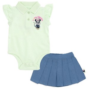 Disney Baby Girls Bodysuit and Chambray Pleated Skirt Outfit Set Newborn to Infant - 1 of 4