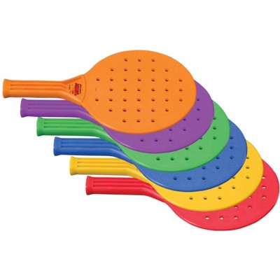 Sportime Global Games Paddles, 8 x 13-1/2 Inches, Assorted Colors, Set of 6