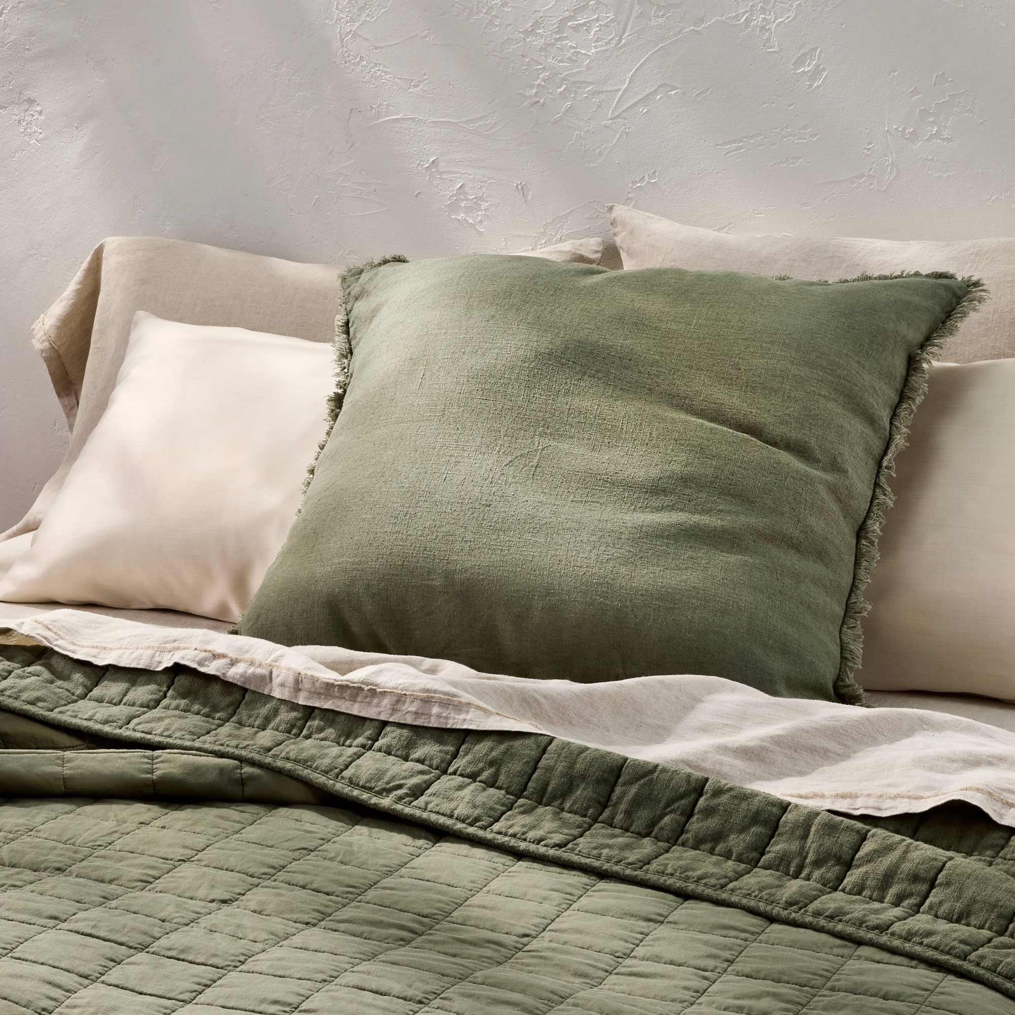 Euro Heavyweight Linen Blend Throw Decorative Pillow Olive Green - Casaluna™