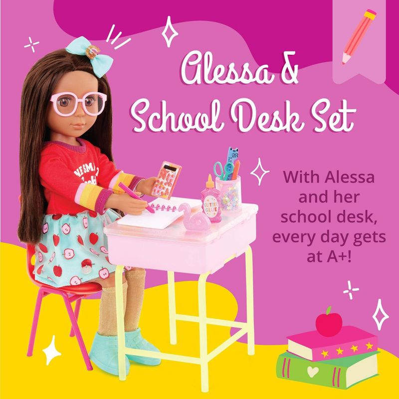 Glitter Girls 14&#34; Doll and Accessories Alessa &#38; School Desk Playset, 4 of 12