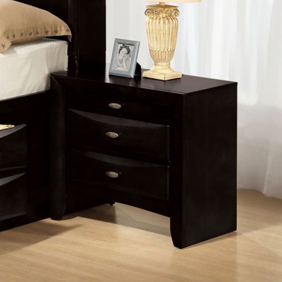 Vynxaria Contemporary 2-Drawer Nightstand - Solid Wood, Felt-Lined Top Drawer, Nickel Oval Knob Pulls