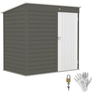 Outsunny 6' x 4' Garden Storage Shed, Outdoor Metal Tool Shed with Lockable Door and Gloves for Backyard Garden Patio Lawn - 1 of 4