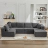 137.8" Corduroy Upholstery U-Shaped Cloud Modular Sectional Sofa with Right Chaise and Pillows, All-Foam Compression Design - 3 of 4