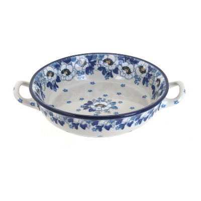 Blue Rose Polish Pottery C40 Ceramika Artystyczna Mini Casserole Dish with Handles