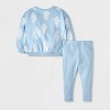 Baby Girls' Snowman Cone Fleece Sweatshirt & Ribbed Leggings Set - Cat & Jack™ Light Blue - 2 of 4