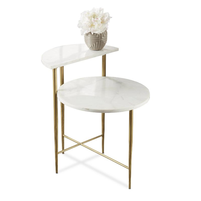Patna Marble Top Accent Table White/Brass - Steve Silver Co., 3 of 5