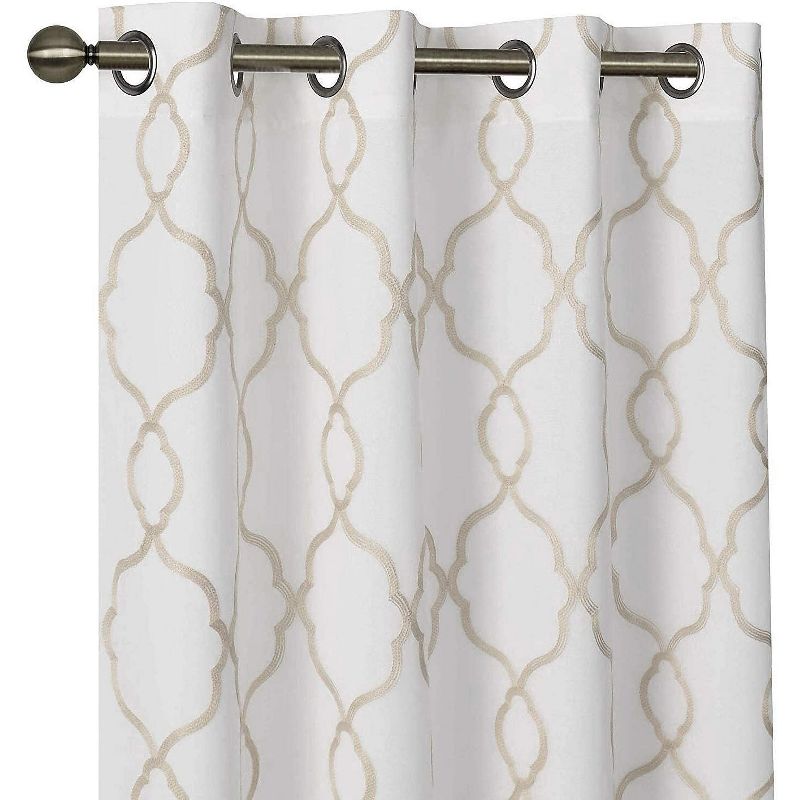 Kate Aurora 2 Pack Geo Trellis Double Layered Sheer Embroidered Grommet Curtains, 1 of 6