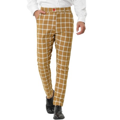 Lars Amadeus Men's Plaid Casual Slim Fit Flat Front Business