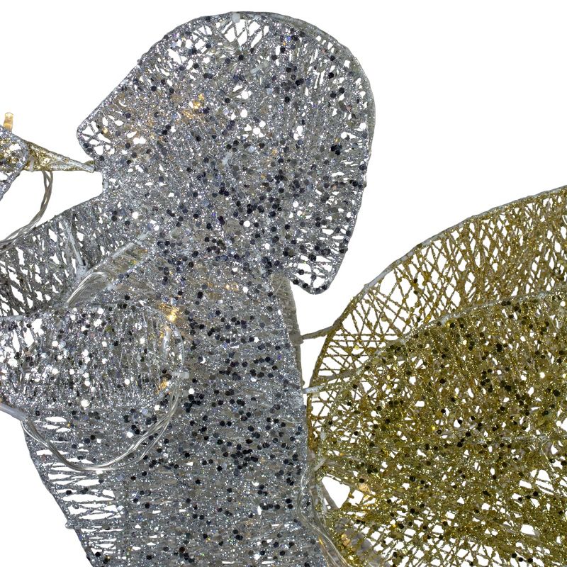 Northlight 46" Silver and Gold Lighted 3-D Glittered Angel Christmas Outdoor Decoration - Clear Lights, 3 of 6