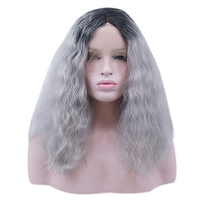 Unique Bargains Long Fluffy Curly Wavy Lace Front Wigs Women's With Wig ...