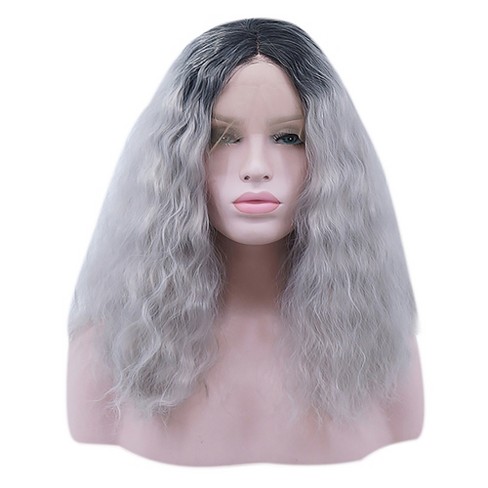 Dark Gray Synthetic Lace Front Wig Natural Long Straight Free