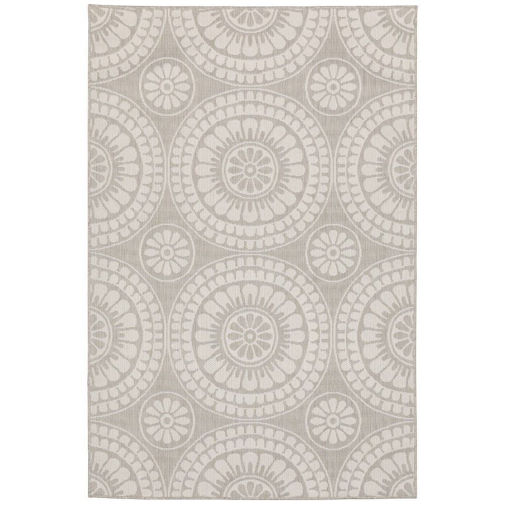 Photos - Area Rug 9'10"x12'10" Paloma Floral Medallion Patio Rug Gray/Ivory - Captiv8e Desig