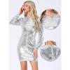 INSPIRE CHIC Women's Sequin Lantern Long Sleeve Sparkle Bodycon Party Club Mini Dress - 2 of 4