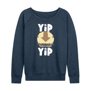 Women's - Avatar: The Last Airbender - Cute Appa Yip Yip Lightweight French Terry Wide Neck Long Sleeve Shirt - 1 of 4