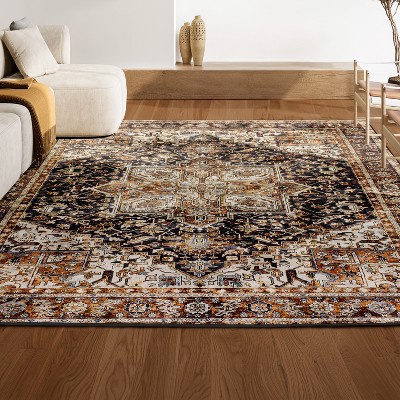 Chapell Chenille Mid-Century Medallion Machine-Washable Indoor Area Rug -JONATHAN Y