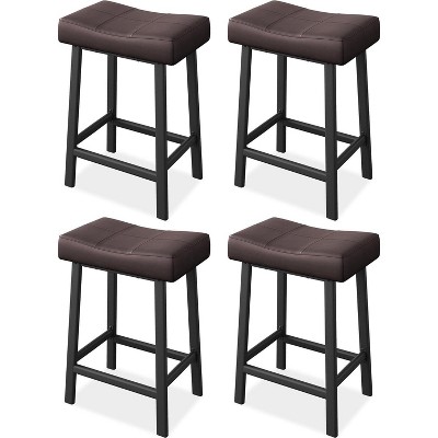 Jojoka Counter Height Bar Stools Set of 2,24 Inch PU Leather Barstools with Metal Legs for Kitchen Island