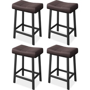 Jojoka Counter Height Bar Stools Set of 2,24 Inch PU Leather Barstools with Metal Legs for Kitchen Island - 1 of 4