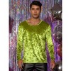 INSPIRE CHIC Men's Vintage Crew Neck Long Sleeves Velvet T-Shirts - 2 of 4
