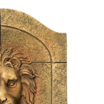 Lion Head Rustic Faux Stone 2-Tier Wall Water Fountain with LED Light