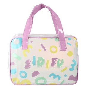 Unique Bargains Women's Square Cosmetic Bag Purple 1 Pc - 1 of 4
