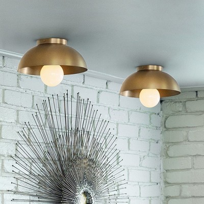 Contemporary Lacquered Brass Globe LED Flush Mount Light
