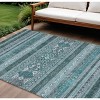 Teal Blue Ivory And Gray Southwestern Washable Indoor Outdoor Area Rug - 2 of 4